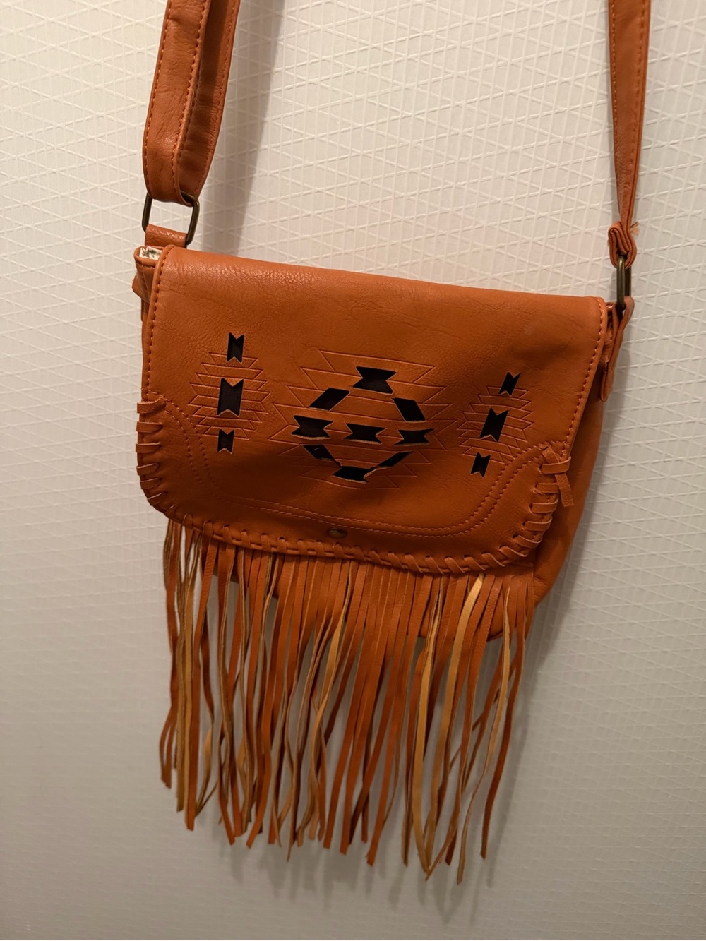 Fringed Crossbody Bag in Warm Tan